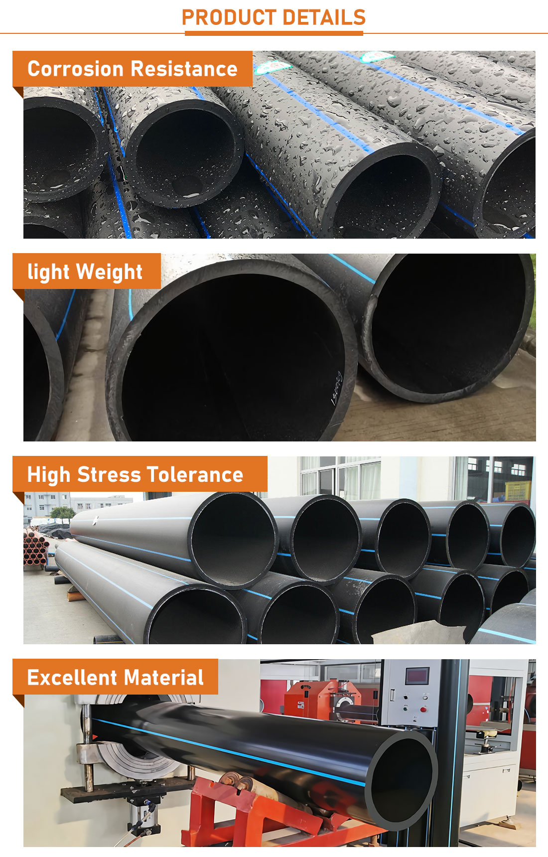 Hdpe Water Supply Pipe - 400mm 900mm 1000mm 1200mm 6 inch 12 inch 24 inch - HDPE PIPE & FITTINGS - 4